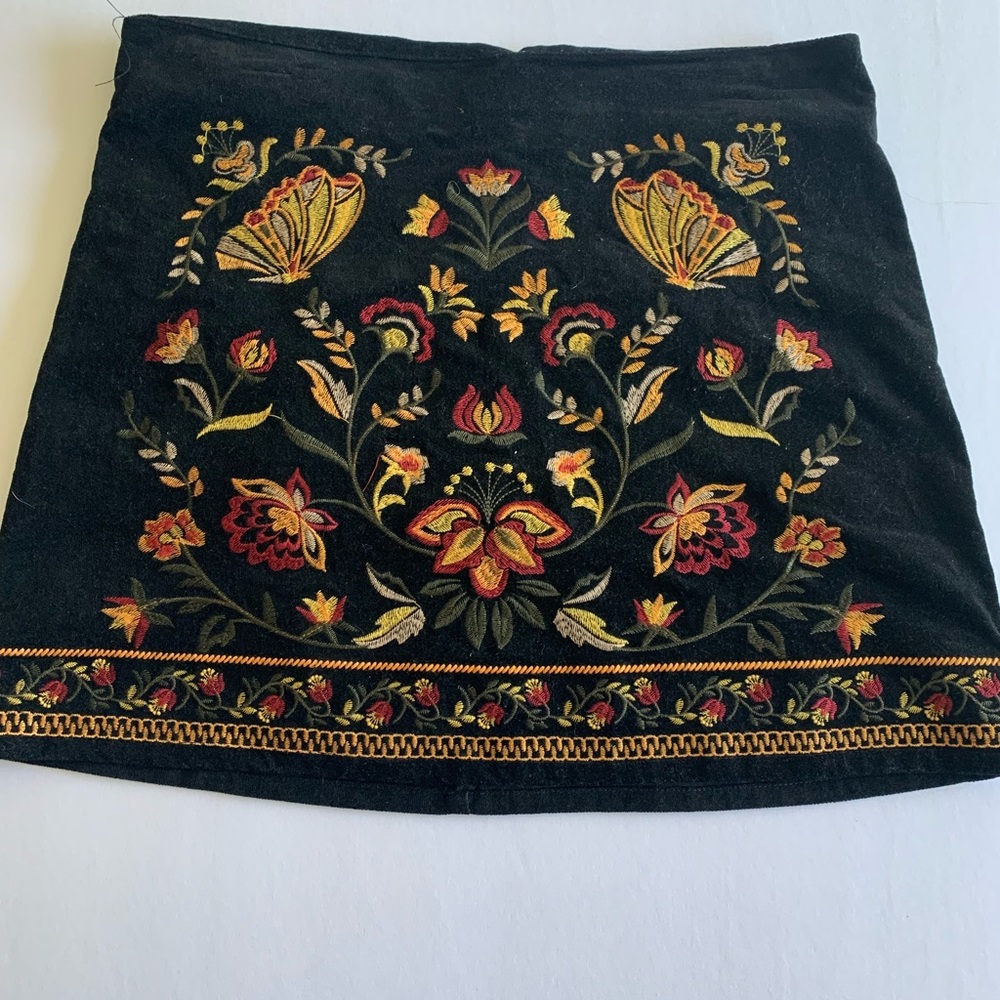 Vintage rocking c suede embroidered skirt western